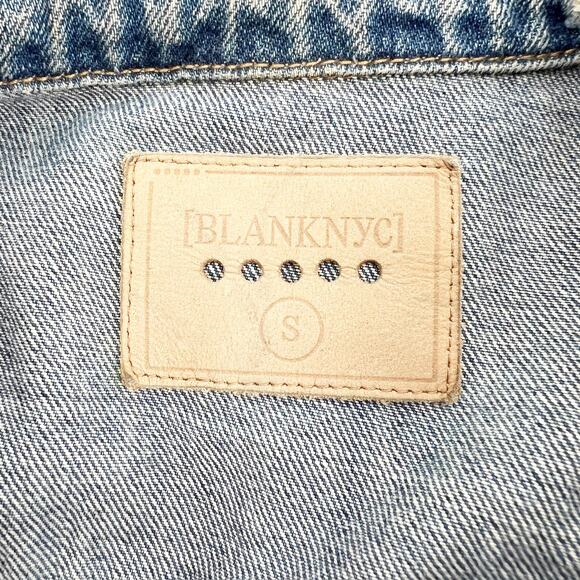 BlankNYC Blue Distressed Denim Jacket S - Picture 4 of 5